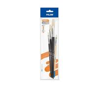 Milan Polysac Avec 3 Pinceaux Plats De La Série 501 Nr4-10 Et 1 Pinceau Langue De Chat De La Série 524 Nr8 Noir Noir One Size
