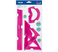 MILAN Kit de traçage M359801P incassable et flexible en plastique 4 pièces Rose Petit