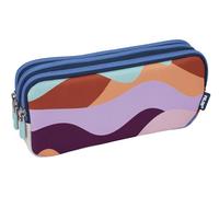 Trousse - Scolaire - Rectangulaire - 3 compartiments - 22x11x6,5cm - Bleu, orange et vert