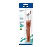 MILAN série 121 n° 0, 4, 6, 8 et 12 brosses plates en poils de chèvre set de 5 sous blister
