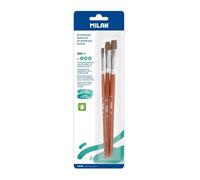 MILAN série 121 n° 6, 10, 14 brosses plates en poils de chèvre set de 3 sous blister