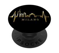 Milan Skyline Italie Battement de Cœur Fan J'aime Milano PopSockets PopGrip Adhésif