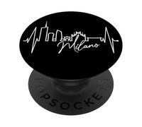 Milan Skyline Italie Battement de Cœur Fan J'aime Milano PopSockets PopGrip Adhésif