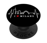 Milan Skyline Italie Battement de Cœur Fan J'aime Milano PopSockets PopGrip Adhésif