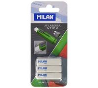 MILAN Recharge gomme BNM10236 Stick Blister 3 caoutchoucs de rechange pour aiguiseur Blanc