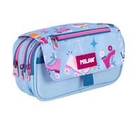 MILAN Trousse scolaire rectangulaire 3 compartiments avec rabat 13x24x10