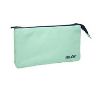 MILAN Sac scolaire 1918 Collection – 3 fermetures éclair, 5 compartiments – Vert 215x35x125 mm