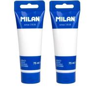 MILAN® Tube 75 ml peinture acrylique blanche (Lot de 2)