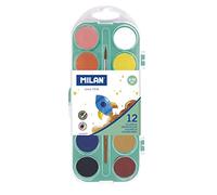 MILAN Palette de peinture aquarelle 12 pastilles opaques avec pinceau Unica
