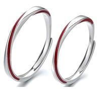 MILANG Bague couple réglable en argent pur avec fil rouge, alliances de mariage et bagues de promesse, cadeau de Saint Valentin pour femme et homme, Métal, Aucune pierre précieuse