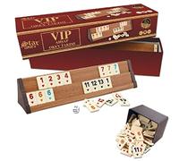 Milanino Rummy Okey VIP Wood Kit de jeu de qualité supérieure avec pierres en plastique Okay Takimi turc en bois de qualité supérieure (bois)