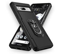 MilanNice Coque de téléphone pour Google Pixel 7A, coque antichoc avec anneau de support mise à niveau durable en TPU souple, protection anneau rotatif à 360 degrés, noir, EU-KTZ-PIXEL 7A-BLACK