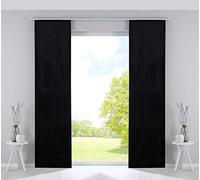 Milano Boîte à Rideaux occultant en Velours Opaque avec Barres de lestage, Polyester, Noir, HxB 245x60 cm