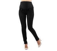 Milano - Jean Grossesse et Femme Enceinte, Coupe Slim Bandeau Haut Stretch et Confortable - Idèal Tout au Long de Votre Maternité (M - 40, Noir)