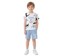 milano kids Ensemble Garçon Été 2 Pièces avec T-shirt Imprimé Trust et Short, Tenue Enfant Décontractée à Manches Courtes pour Vacances, Sorties, Jeux et Quotidien, 2 à 6 Ans