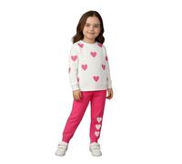 milano kids Survêtement Fille 2-6 Ans Cœurs Ensemble 2 Pièces Coton Sweat-shirt et Pantalon Jogging Tenue Confortable Saison Mi Saison Blanc Rose Violet