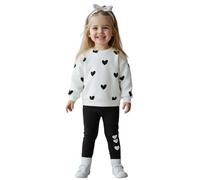 milano kids Survêtement Fille 2-6 Ans Cœurs Ensemble 2 Pièces Coton Sweat-shirt et Pantalon Jogging Tenue Confortable Saison Mi Saison Blanc Rose Violet