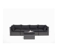 Milano noir: salon de jardin modulable 5 places en résine tressée