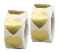 milaosk 1000 PCS Autocollants en Forme de Cœur Doré 25 mm Autocollant Coeur Stickers Gommettes Autoadhésifs Imperméables Étiquettes Décorer pour Saint Valentin Mariage Étanchéité Sac Cadeau