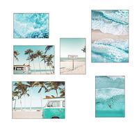 milaosk 6Pcs Affiche décoration, Affiche Decoration Murale Posters Premium The Tableau Décoration Murale Sans Cadres Premium The Beach Mood Poster Paysage Vagues Affiches Tableaux pour chambre, salon