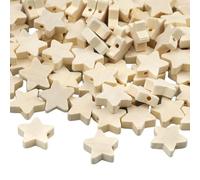 milaosk Lot de 100 Perles en Bois Étoile à Cinq Branches,Perles en Bois Naturel avec Trou pour DIY Artisanat de Bijoux de Bracelets
