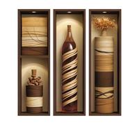 milaosk Stickers Mural 3D Bohème 49x15cm Lot de 3 Autocollants Muraux avec Bouteille en Bois et Fleurs Séchées Adhesif Vinyle Art Moderne Sticker Mural Décoration Murale pour Salon Chambre Couloir