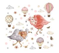 milaosk Stickers Muraux Animaux Autocollant Mural Décorations Murales Flamant Lapin Montgolonne Étoile Nuage Sticker Mural Deco Chambre Bebe Enfant Salon