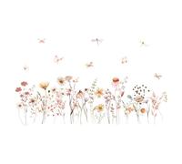 milaosk Stickers Muraux Fleur Boho Autocollant Mural Fleurs Sauvages Papillons Libellules Sticker Mural Décoration Murale Chambre Salon Enfants Meubles