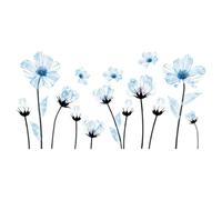 milaosk Stickers Muraux Fleurs Bleues Autocollant Mural Fleurs de Style Peinture à L'encre Sticker Mural Décoration Murale Chambre Salon Bureau Chevet Meubles