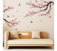 milaosk Stickers Muraux Grand Fleurs Rose Autocollant Mural Chinois Sticker Mural Fleurs Arbre Décoration Murale Salon Chambre à Coucher