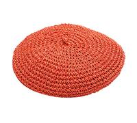 MILAX Béret de paille - Chapeau d'été tissé - Pour voyage - Plage - Basque - Pour femme - Fille - Été - Léger - Rétro Béret, rouge, taille unique