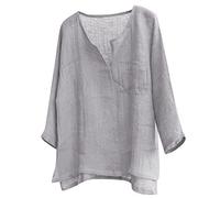 MILAX Chemise Légère Hippie Festival Grand-Père Pirate en Coton et Lin - Médiévale, Courte, Respirante, Confortable, Unie, Manches Longues, Zz01#Gris, XXL