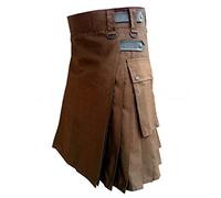 MILAX Robe de mariage décontractée pour fête, kilt traditionnel écossais écossais écossais pour homme - Kilt utilitaire de sport - Jupe de chevalier, marron, 41-44.5