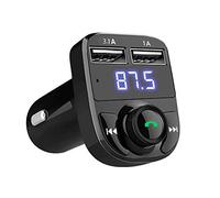 MILAX Transmetteur FM Bluetooth Lecteur MP3 Adaptateur Radio sans Fil Kit Émetteur FM Voiture Chargeur Appel Mains Libres Support Carte SD/Clé USB, A01#noir, Standard, (MILAX)