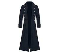 MILAX Veste steampunk pour homme - Style vintage gothique - Coupe-vent - Style victorien - Pour l'hiver et l'automne - Coupe-vent - Longue veste médiévale gothique vintage, bleu marine, XL