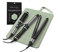 Milaya Beauty Tapis XL résistant à la chaleur pour outils capillaires avec sangle intégrée - Support de fer à friser surdimensionné en silicone pour décoration de coiffeuse, stations de salon