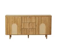 Milazzo - buffet bas - bois plaqué chêne et cannage - 3 tiroirs et 2 portes - 160 cm - Bois