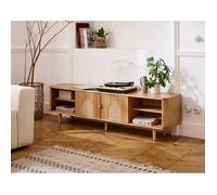 Milazzo - meuble tv - bois plaqué chêne et cannage - 180 cm - Bois Bois G