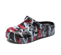 Milazzo Sabots de jardin camouflage pour garçons et filles : sandales de plage confortables à enfiler pour petits et grands enfants, Couleur camouflage : rouge, 32/33 EU