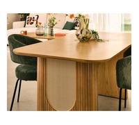 Milazzo - table à manger - bois plaqué chêne et cannage - 180 cm - Bois
