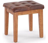 MILCIL Tabouret ottoman capitonné avec siège rembourré, tabouret de coiffeuse touffeté avec pieds en bois massif, tabouret accentué, simili cuir marron rétro