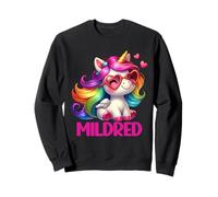 Mildred Nom personnalisé Licorne colorée pour Femmes et Filles Sweatshirt