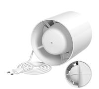 Milduall Ventilateur de gaine 100mm, Ventilateur d'extraction de gaine en ligne Ventilateur d'extraction de fumée Ventilateur de gaine 130m³/h, 34dB Silencieux pour salle de bain cuisine serre tente