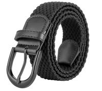 Mile High Life Ceinture Élastique Extensible Tressée Boucle de Ceinture Noire Ovale Mixte(Large, Black Z.)