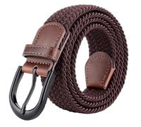 Mile High Life Ceinture Élastique Extensible Tressée Boucle de Ceinture Noire Ovale Mixte(X-Large, Marron)