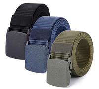 Mile High Life | Ceinture en nylon | Ceinture militaire d'extérieur | Boucle sécurisée TSA YKK en plastique/métal, Noir-bleu marine/olive, 142CM