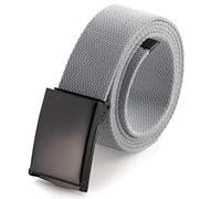 Mile High Life Ceinture en Toile Ajustable Boucle de Ceinture Militaire Noire à Dent pour Hommes (132CM,Gris)
