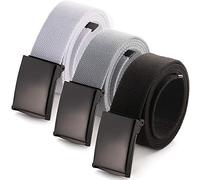 Mile High Life Ceinture en Toile Ajustable Boucle de Ceinture Militaire Noire à Dent pour Hommes (132CM,3 Pack Noir/Naturel/Gris)