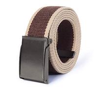 Mile High Life Ceinture en Toile Réglable Ajustable Jusqu'à 132 cm Boucle à Clip en Nickel de Couleur Argentée(132CM, Khaki Brown)