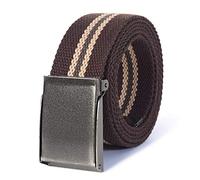 Mile High Life Ceinture en Toile Réglable Ajustable Jusqu'à 132 cm Boucle à Clip en Nickel de Couleur Argentée(132CM, Brown Khaki)